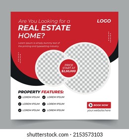 Real estate home sale social media post design vector template