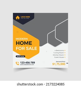 Real estate home sale social media post or banner template design