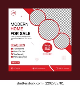 Real Estate Home Sale Social Media Post Template, Editable Post Template Design