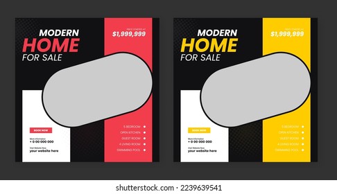 real estate home sale social media post template, home for sale banner design