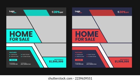 real estate home sale social media post template, home for sale banner design