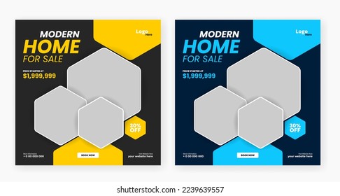 real estate home sale social media post template, home for sale banner design