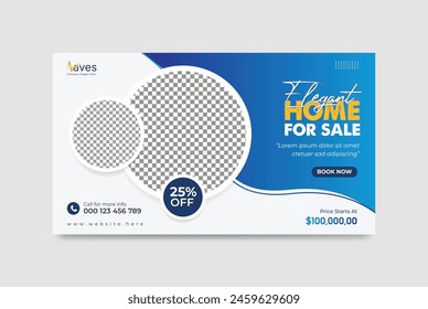 Real estate home sale social media web banner template. Elegant of Real Estate Social Media Banners, home sale social media post banner, square banner template.