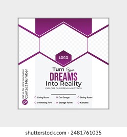 Real estate home sale social media post banner design template