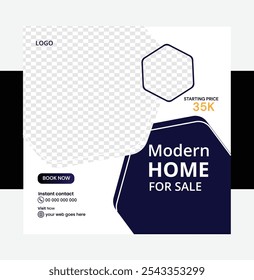 Real Estate Home Sale Social Media Post Template, Real Estate Social Media Promotion, Editable Post Template Social Media Banners.