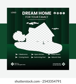 Real Estate Home Sale Social Media Post Template, Real Estate Social Media Promotion, Editable Post Template Social Media Banners.