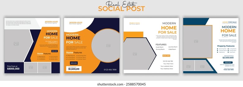 Real estate home sale social media post banner design template For digital marketing. with elegant, abstract.