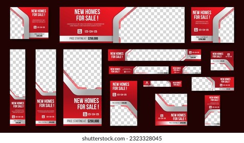 Real Estate Home Sale Web Banner Template design with image space. vector