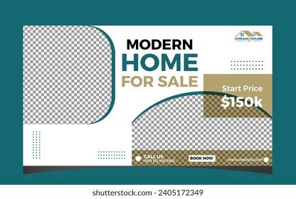 Real estate home sale web banner template