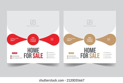 Real estate home social media post or promo web banner design template, Home for sale banner design for real estate business