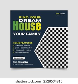 Real Estate home Social Media Post Template, Editable Post Template Social Media Banner