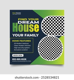 Real Estate home Social Media Post Template, Editable Post Template Social Media Banner