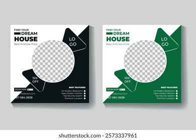 Real estate home social media post vector design template