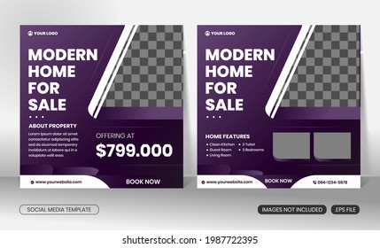 Real estate home square social media banner post template