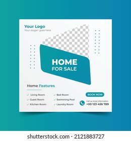 Real estate home square social media post promotion templates. Editable square banner. Social Media ads banner template.	