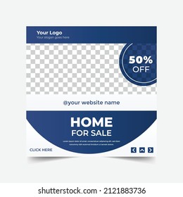 Real estate home square social media post promotion templates. Editable square banner. Social Media ads banner template.	
