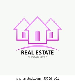 Real estate homes logo template elements pink