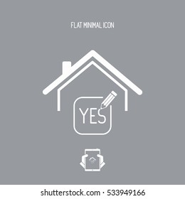 Real estate or hotel concept - Confirm of client decision - Vector web icon