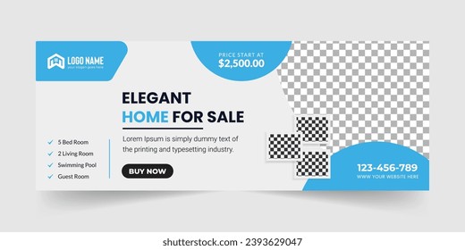 Real estate house agency facebook cover design template, Dream home for sale Perfect and modern real estate banner promotion, Abstract corporate business web banner template Vector Eps10.