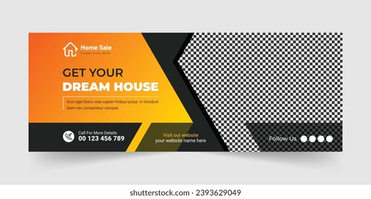 Real estate house agency facebook cover design template, Dream home for sale Perfect and modern real estate banner promotion, Abstract corporate business web banner template Vector Eps10.