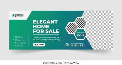 Real estate house agency facebook cover design template, Dream home for sale Perfect and modern real estate banner promotion, Abstract corporate business web banner template Vector Eps10.