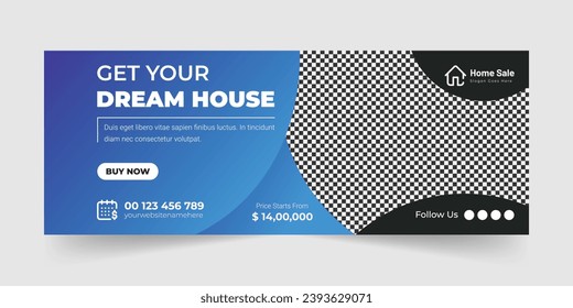 Real estate house agency facebook cover design template, Dream home for sale Perfect and modern real estate banner promotion, Abstract corporate business web banner template Vector Eps10.