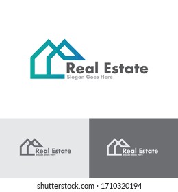 Real Estate House Agent Company In Simple Line Logo Design