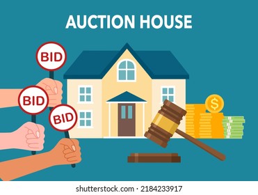 Real Estate House Auction Concept Vector Illustration.