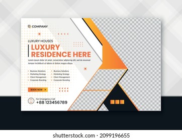Real Estate house banner or Horizontal banner for social media post template