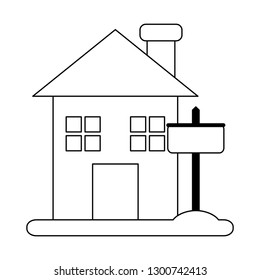 Real estate house in black and white