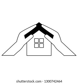 Real estate house in black and white
