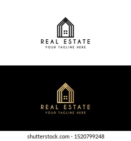 Real estate, house, building construction Logo design vector template