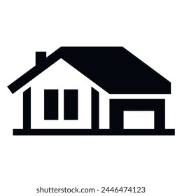 Immobilienhaus Cottage Wohnunterkunft Icon Vektorgrafik isometrische Illustration. Home Wohnung mit Dachfenster und Eingangsarchitektur Bauwerk schwarze Linie Silhouette