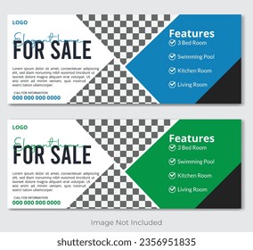 Real estate house facebook cover banner template with multiple color variations