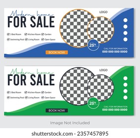 Real estate house facebook cover banner template with multiple color variations