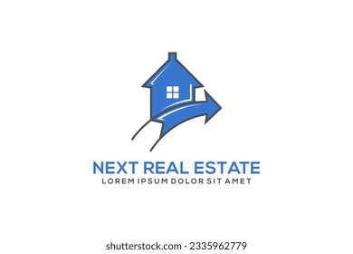 Real estate house family logo design arrow head element business property finance icon symbol