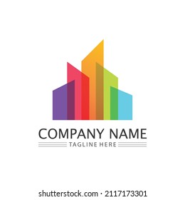 Real estate, house and home buildings vector design logo icons template illustration
