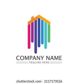 Real estate, house and home buildings vector design logo icons template illustration