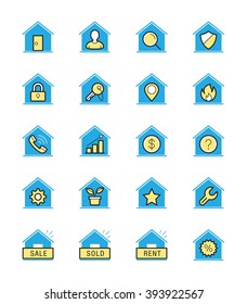 Real Estate & House icon, Monochrome color - Vector Illustration
