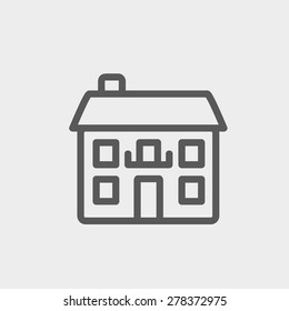 Real estate house icon thin line for web and mobile, modern minimalistic flat design. Vector dark grey icon on light grey background.
