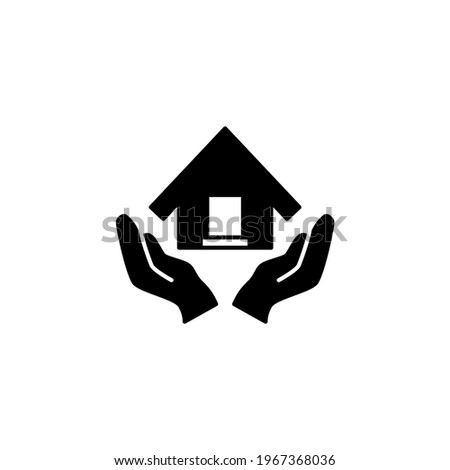 Real estate, house insurance in solid black flat shape glyph icon, isolated on white background 