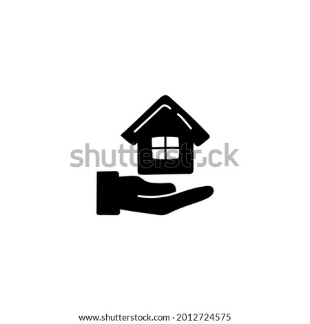 Real estate, house insurance in solid black flat shape glyph icon, isolated on white background 