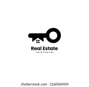 Real estate or house with key logo Free Vector