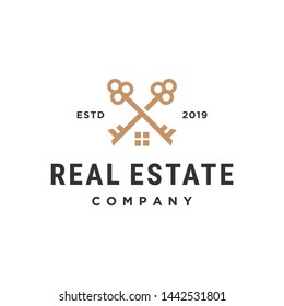 Real Estate / House Key Vector Icon Logo Design