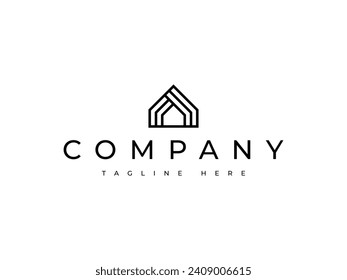 real estate house line logo design