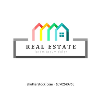 Real estate and house logo. Colorful houses as variety concept.