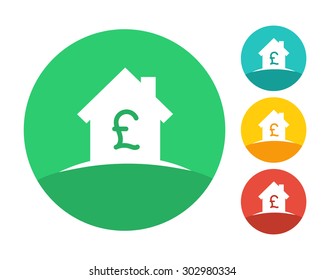 Real Estate House Logo Concept With Pound Symbol. Eps10 Vector And Color Set.