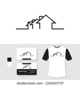 Real Estate House Logo Design With Business Card And T Shirt Mockup