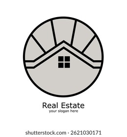 Real estate house logo design template. Building a house real estate logo design