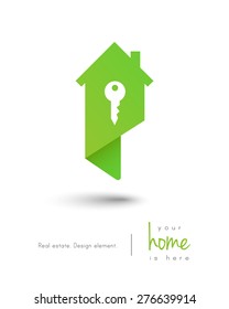 Real Estate House Logo As Map Pin Design With Key